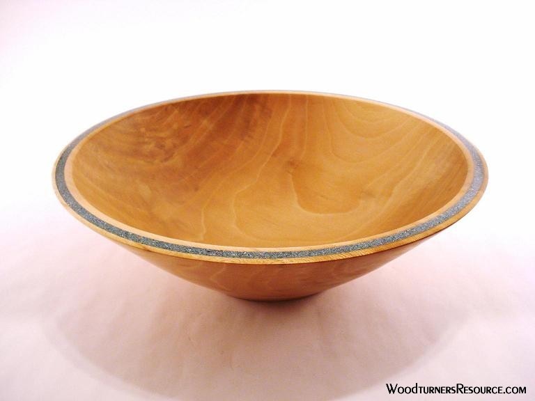 15-1/2&quot; x 5&quot; Scyamore Utility Bowl with turquoise inlay